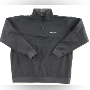 Columbia Men Charcoal Quarter-Zip Fleece Long Sleeve Mock Neck Size Large